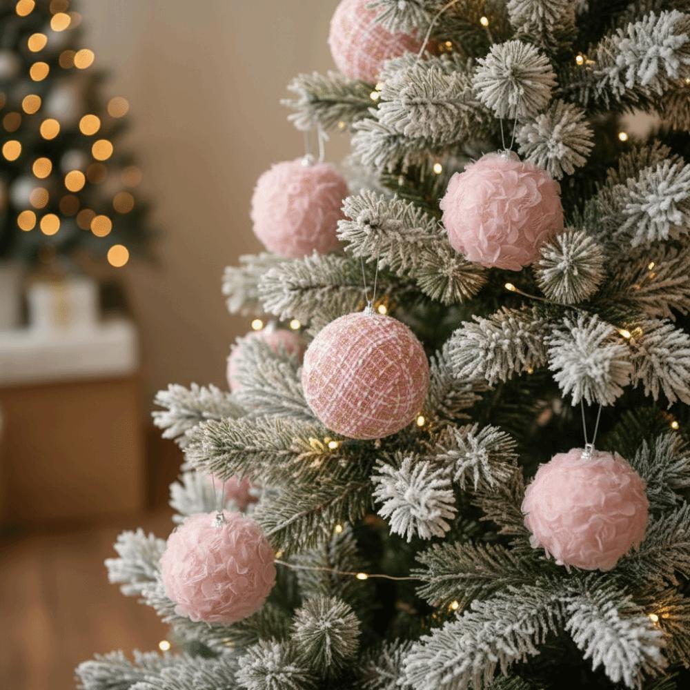 Moderne 8/10cm Flauschige Weihnachtskugel Rosa Dekorativer Weihnachtsbaum Anhänger Schaumstoff Weihnachtskugeln DIY Dekorationen