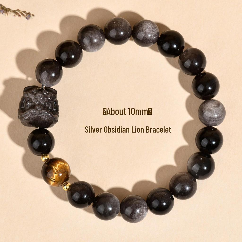 Obsidian Lion Dance Single-Loop Bracelet: Trendy Unisex Bestseller