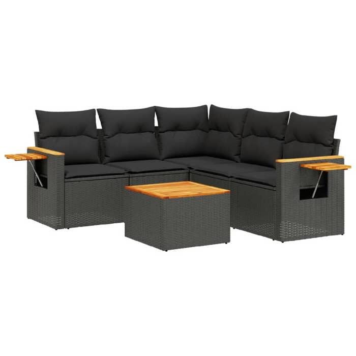 VidaXL Garden Lounge Set with Cushions 6 Pcs, Patio Sofas, Patio Furniture Set, Outdoor Furniture, Black 3226804