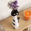 White Color Cat Vase Planter Resin Resin Cat Vase Quirky Flower Vase Decor  For Small Flowers