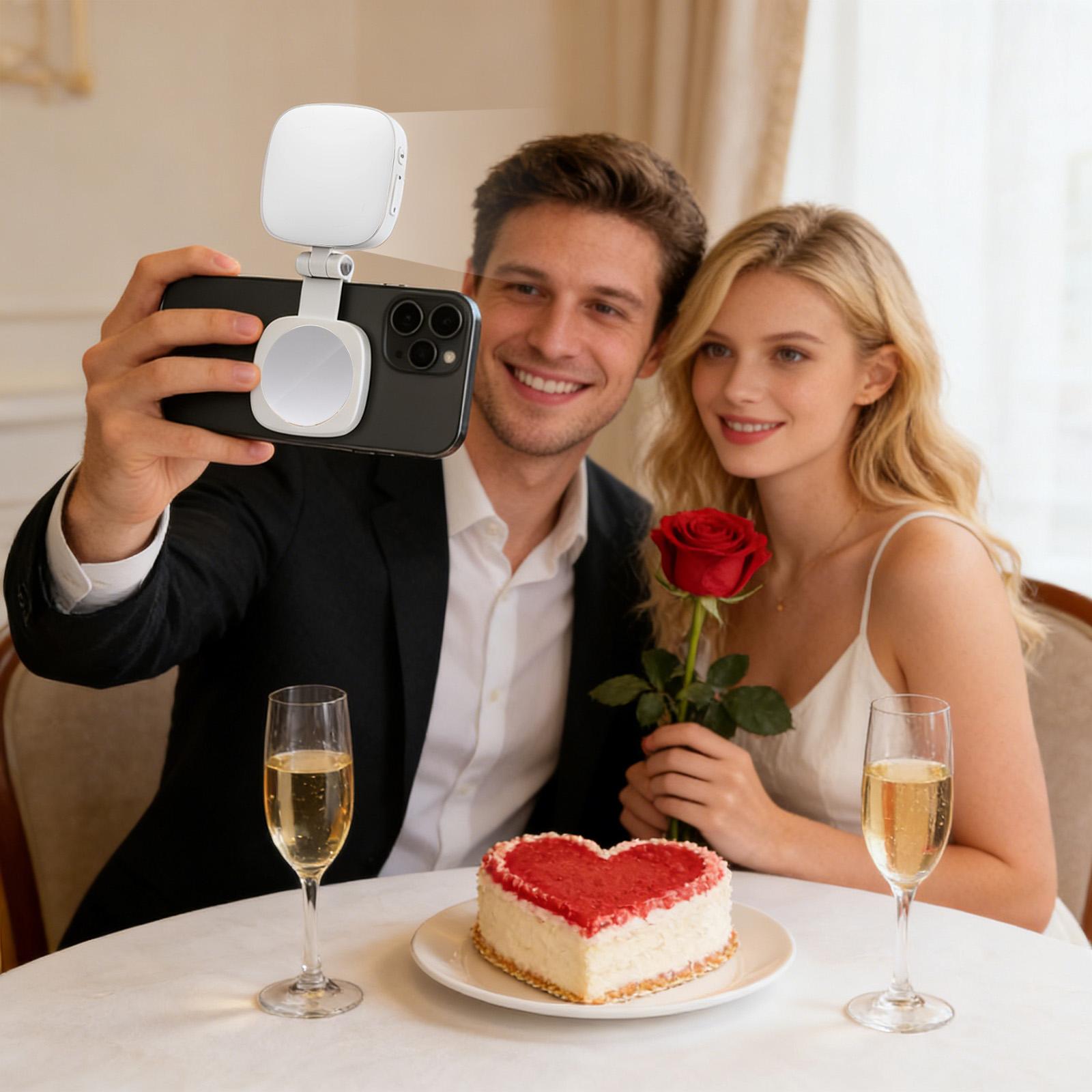 

Mobile Phone Magnetic Selfie Light With Built-in Makeup Mirror, Portable Foldable Beauty Light For Photos, Live Streaming, And Ambience One Size белый