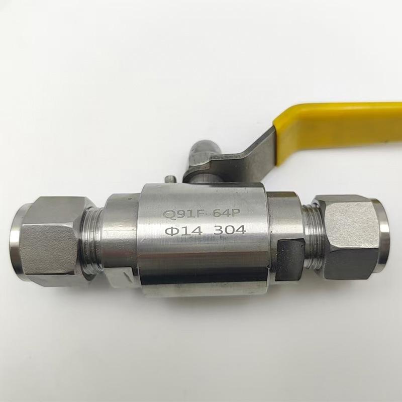 304 Stainless Steel High-Pressure Double Ferrule Ball Valve, Manual Air Source with Instrument Handle Q91F-64P.