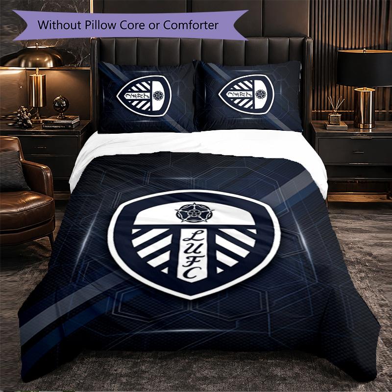 Biancheria da letto a tema Leeds United Set 3 Pezzi Copripiumino Biancheria da letto Decorativa Per Camera Adolescenti Decorazione Casa