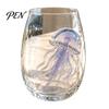 Elegante Bicchiere Acqua Oceano con Bordo Dorato 12oz Polpo, Design in Rilievo, Stile Marino Dipinto a Mano Sofisticata Bicchiereria Costiera per Bere per Amanti