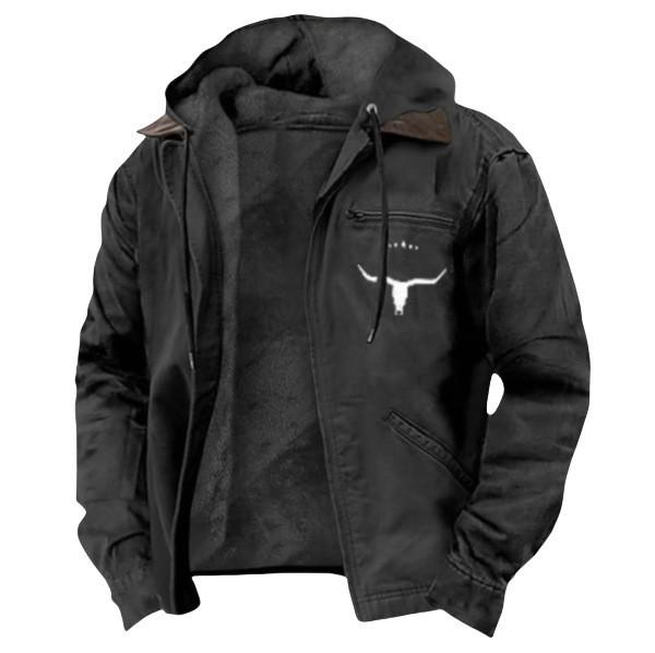 2025 European & American Men's Retro Hooded Zipper Jacket - Trendy, Casual & Versatile