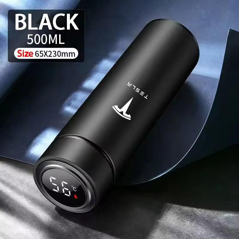 500ML Temperature Display Thermos Cup For Tesla Model 3 Model S Model X Model Y Roadster SpaceX Tesla Logo Car Thermos Bottle