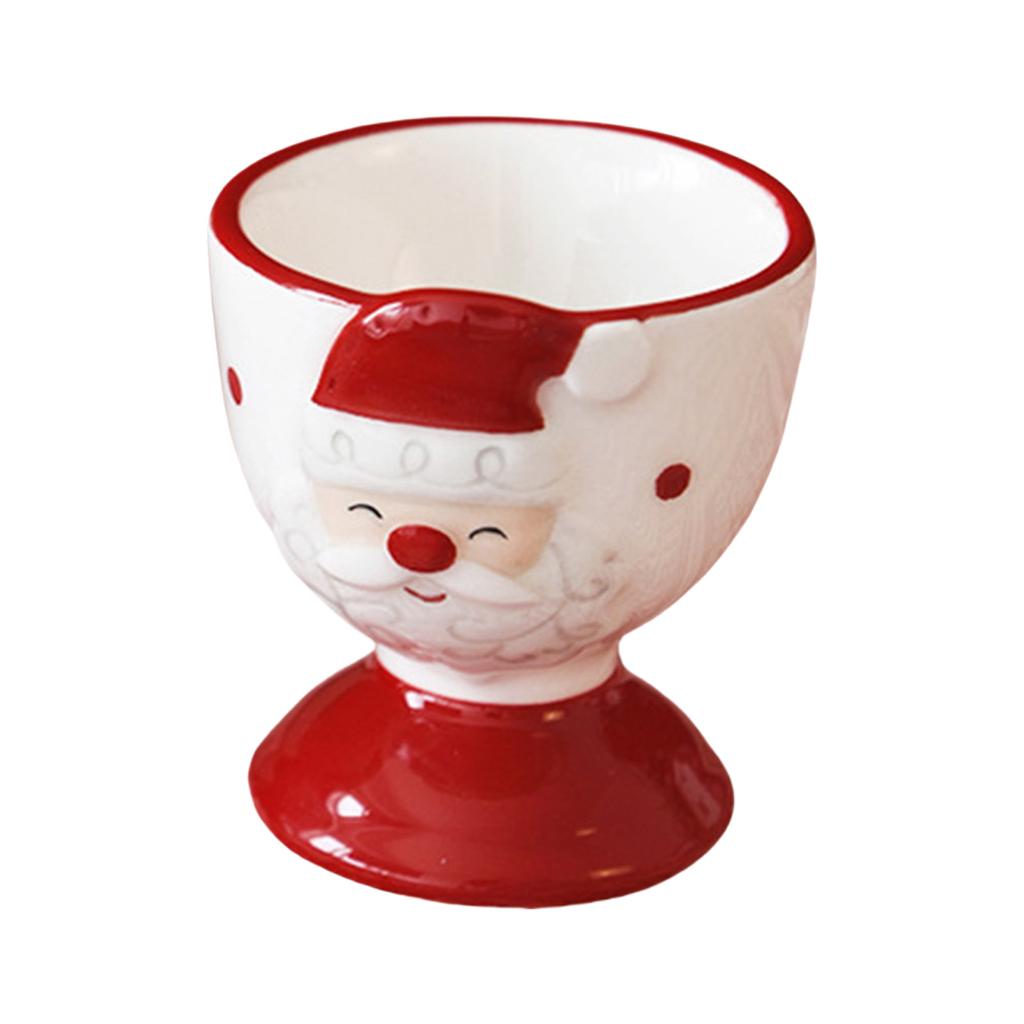 Christmas Santa/Elk Ceramic Eggs Cup Decorative Small Wine Cup Elegant Porcelain Drinkware Holiday Table Decoration