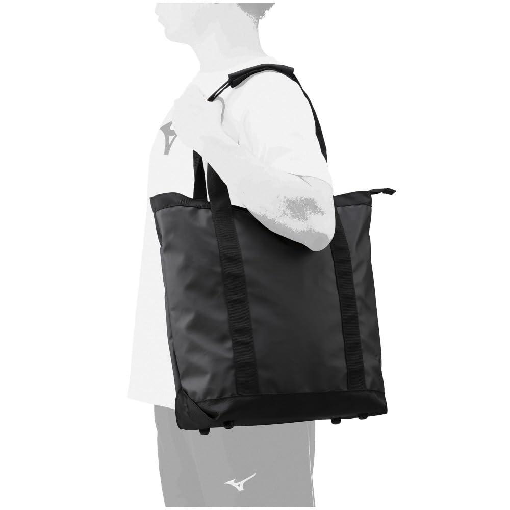 Mizuno Multi-Purpose Tote Bag, 20L, for School, Travel, Excursions, Club Activities, and Sports, Model 33JDC100, Black, L32 x W15 x H38