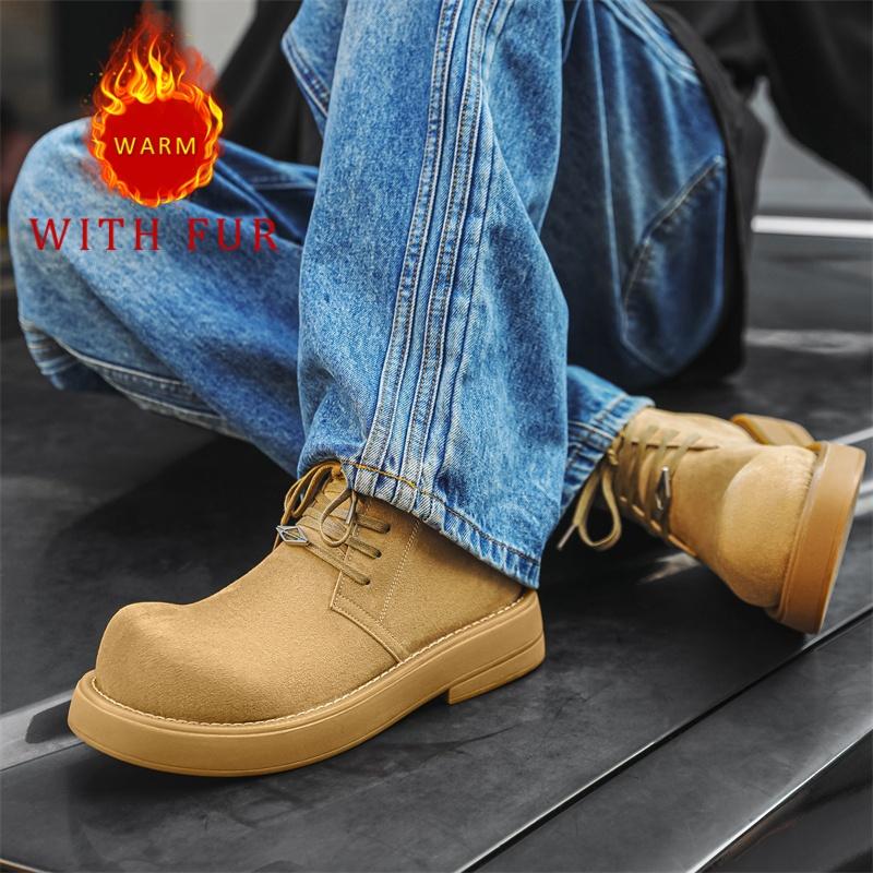 Fashion Genuine leather men's boots Trendy and versatile design styles Daily Leisure Party Business office youth Quality Warm Shoes New