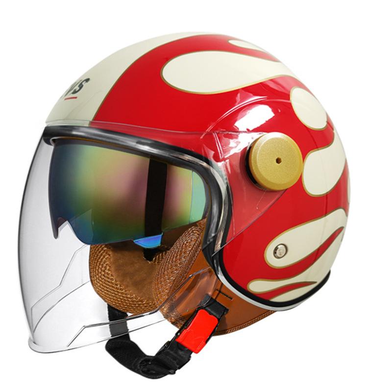 Lightweight Vintage Motorcycle Helmet With Dual Visor Motorbike Riding 3/4 Open Half Helmet Retro Casco Moto 3C & Dot