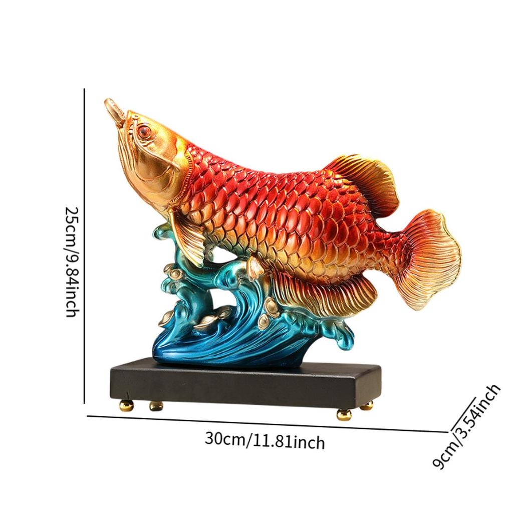 Arowana Fish Statue Resin Decorative Figurine for Entrance Bookshelf Shelf