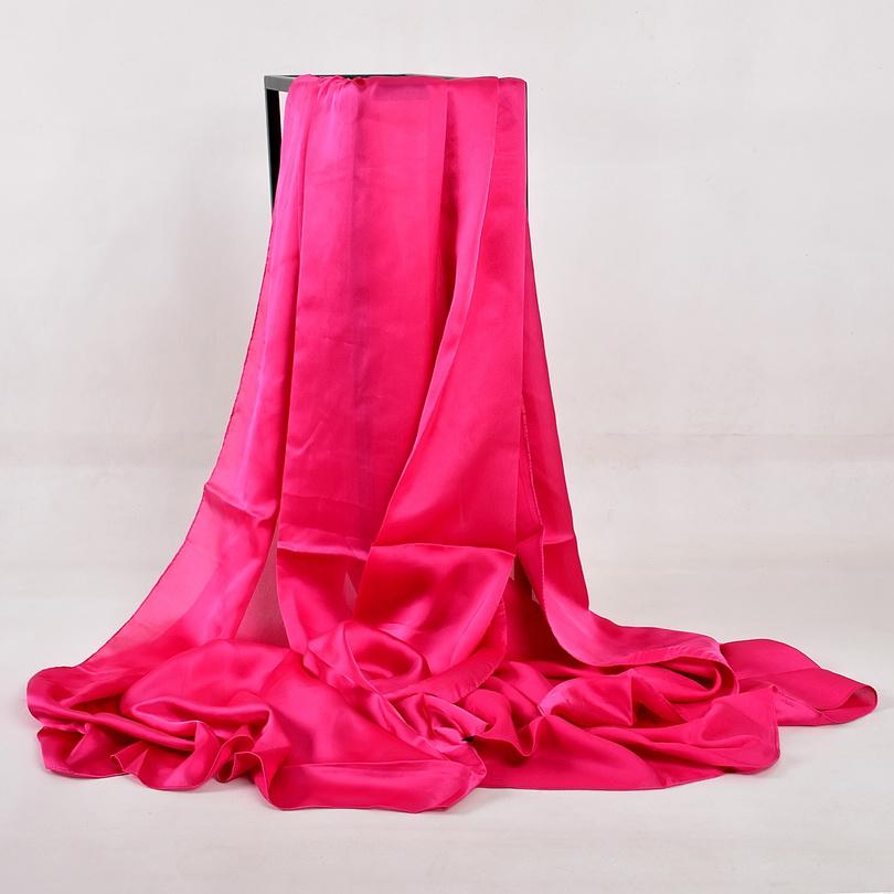 [BYSIFA] Chinese Silk Scarf Winter Women Long Satin Scarf Shawl Luxury Wine Red Scarves Simple Muslim Plain Head Scarf 180*90cm