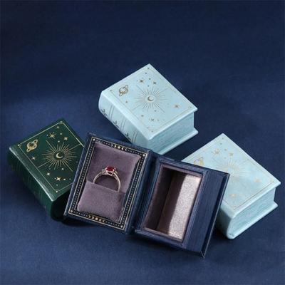 PU Leather Book-shaped Ring Box with Suede Fabric Lining Creative Flip Lid Magnetic Ring Holder Jewelry Gift Case Accessorie