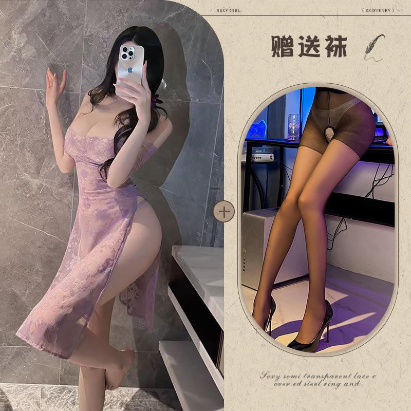 Sex Underwear Sex New Sense Lace Dress Uniform Purple Dress Pure Desire Pajama Set
