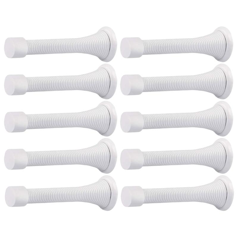10Pcs Wall Mounted Spring Door Stoppers Flexible Spring Door Stops with Rubber Bumper Tip Wall Protector Door Bumper