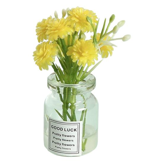 

Miniature Resin Flowers in Vase Set Dollhouse Decor with Realistic Details, Small Floral Decorations for Car Desk Accessories жёлтый