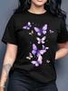 Schmetterlingsprint T-Shirt Kurzarm Rundhalsausschnitt Lässiges Oberteil für Sommer Frühling Damenbekleidung Harajuku Kurzarm Lässig