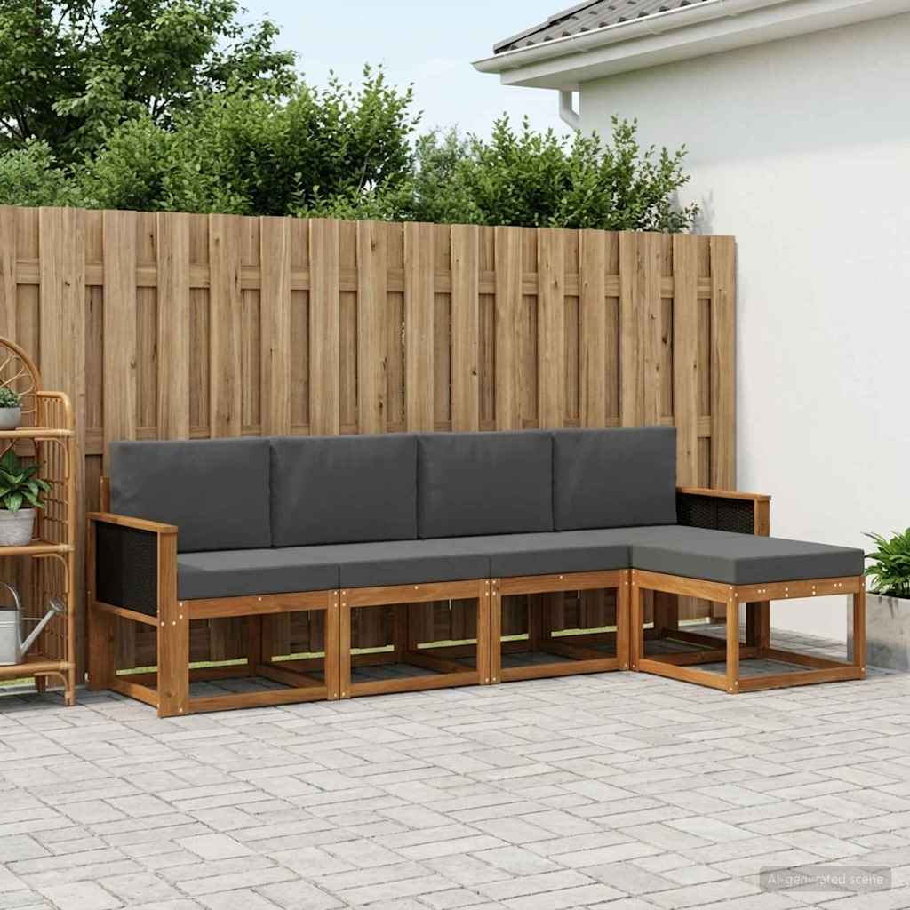 Outdoor Sofa Set 5 pcs Natural and Anthracite Polyester