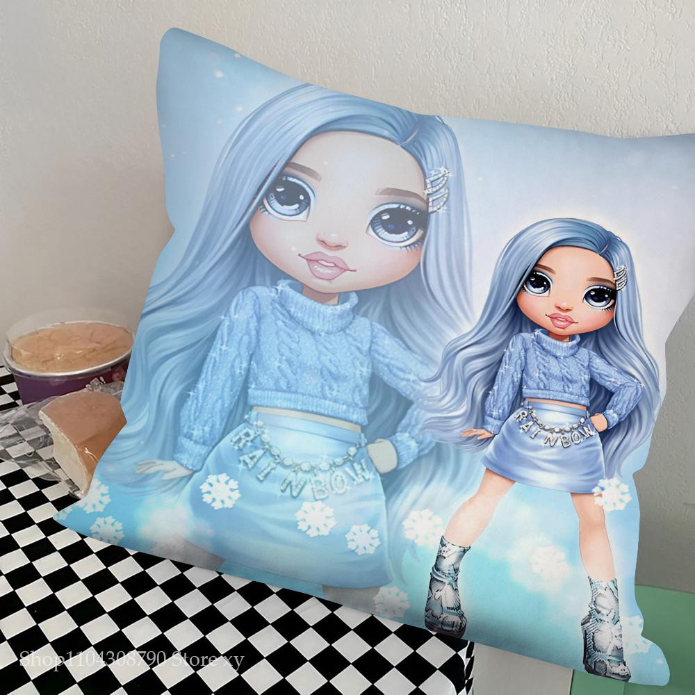 Anime Rainbow High Doll Pillow Case Fashion Square Pillowcase Bedroom Sofa Room Ins Decoration Leisure Cushion Cover 40x40