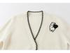 European & American Style Grey Hand-Stitched Cashmere Cardigan Sweater Coat