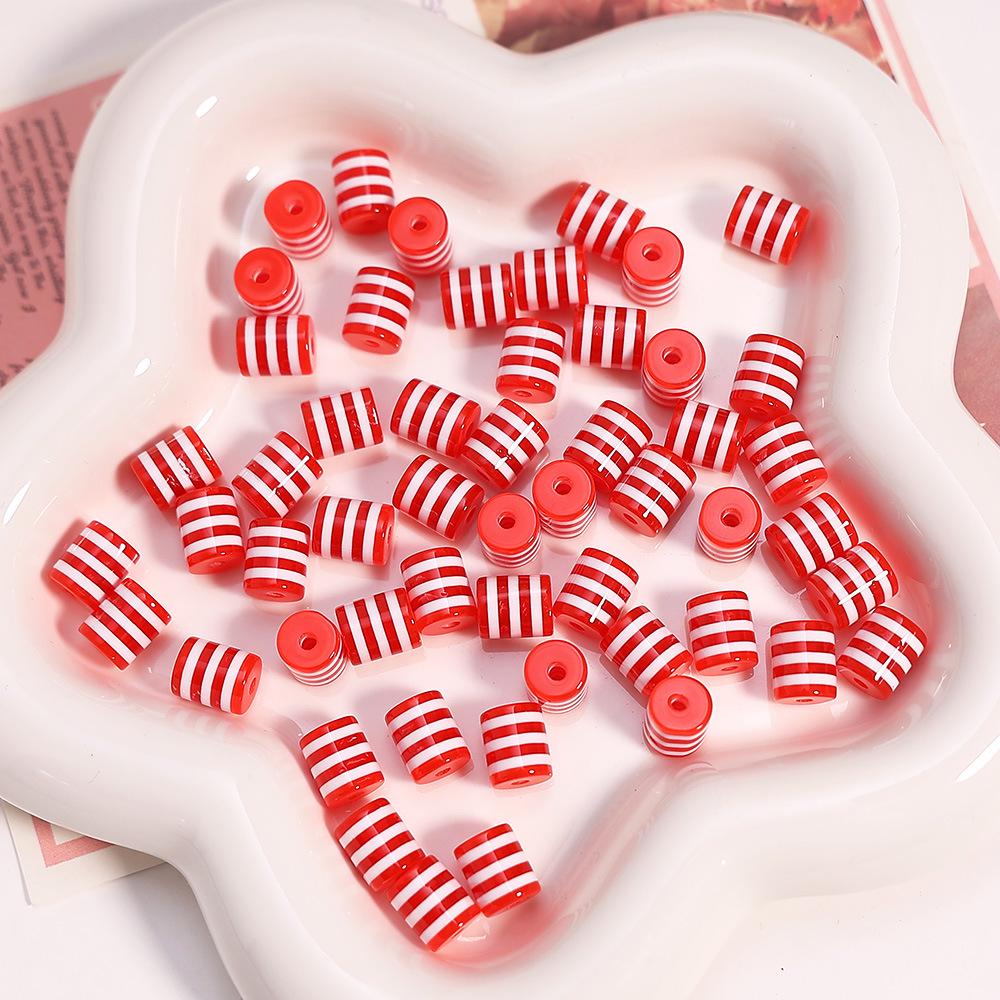 Rainbow Resin Striped Beads for DIY Bracelets & Phone Chains