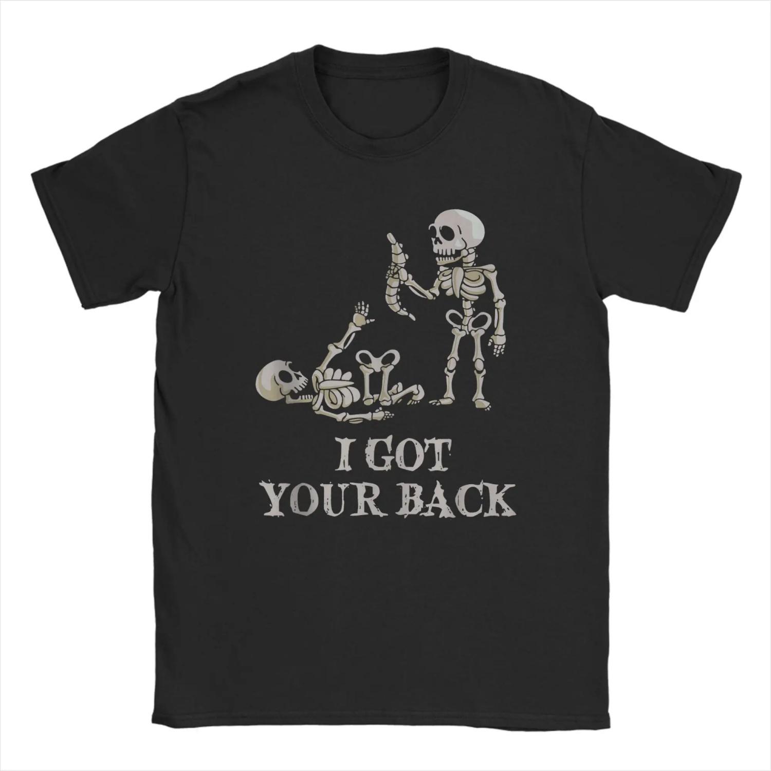 

Casual Funny I Got Your Back Halloween Skeleton Skull Sarcastic T-Shirts O Neck Cotton T Shirt Short Sleeve Tees Clothing S чёрный