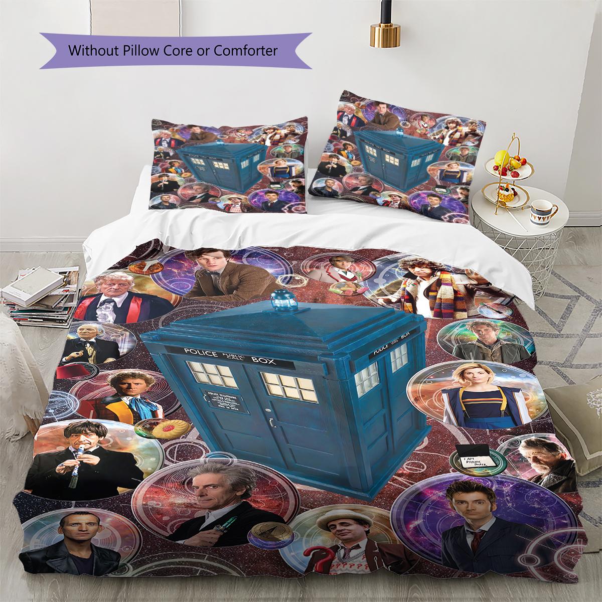 

Doctor Who Pattern Bedding Quilt Set Quilt Cover Pillowcase Home Decoration Gift (1 * duvet cover + 2 * pillowcase, without core) 135x200cm