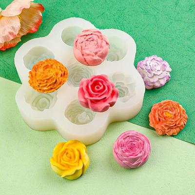 3D Rose Peony Flower Candle Silicone Mold for Cake Decoration & DIY Plaster Craft