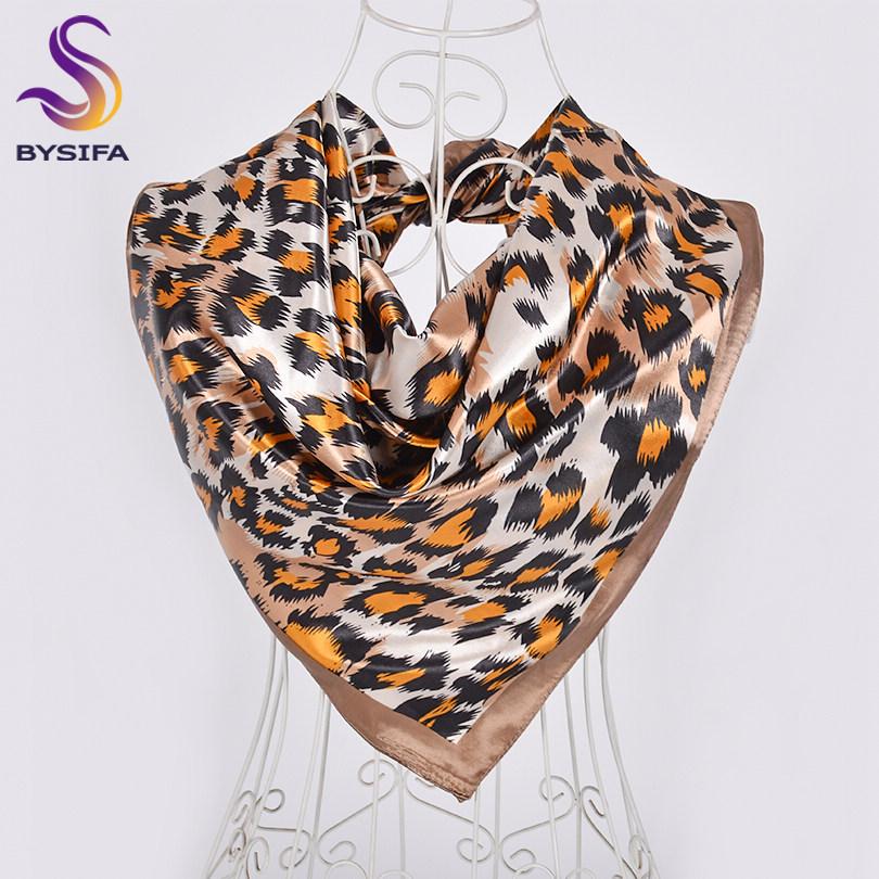 [BYSIFA] Spring Blue White Ladies Silk Scarf Hijab New Luxury Plaisley Satin Square Scarves Wraps Fashion Muslim Head Scarf Cape