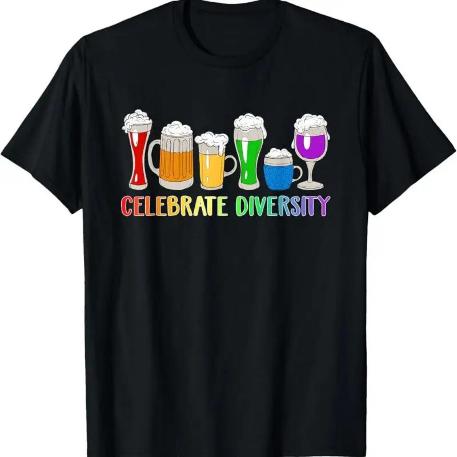 

Celebrate Diversity Beer Drinking Lgbt Gay Pride Month T Shirt XXXXXL чорний