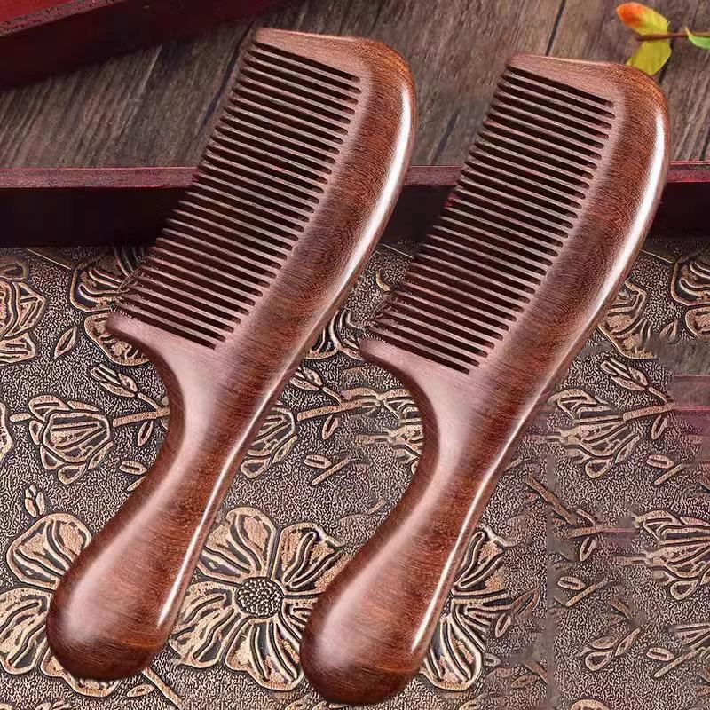 Двухкомпонентный набор расчесок из персикового дерева, антистатических, для ухода за волосами