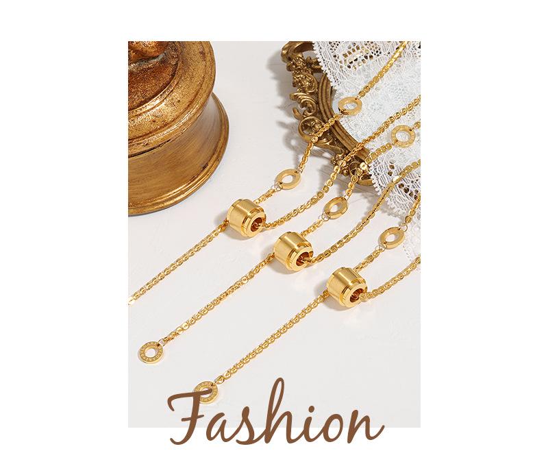Brushed Roman Interlock Clavicle Chain: Luxury Titanium Steel Necklace for Women
