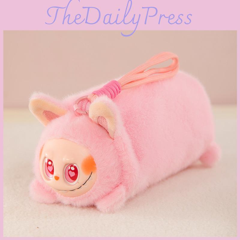 Plush Labubu Makeup Bag With Ultra Soft Short Plush Material For Travel Storage