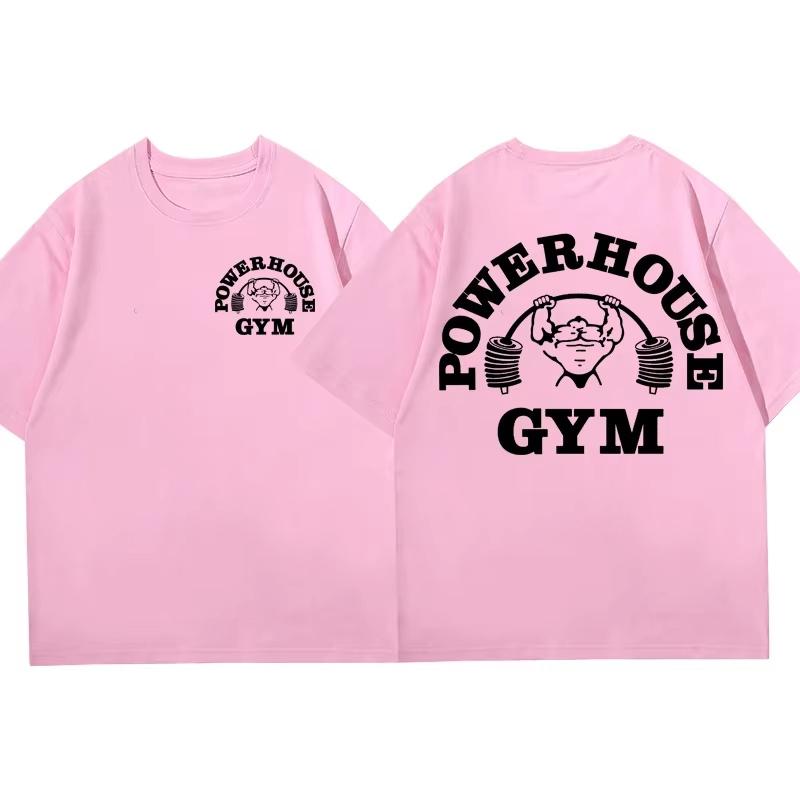 Powerhouse Gym Graphic T-shirt Men Women Summer Oversized Short Sleeve Cotton Tees Harajuku Casual Fitness Vintage Sports Tops