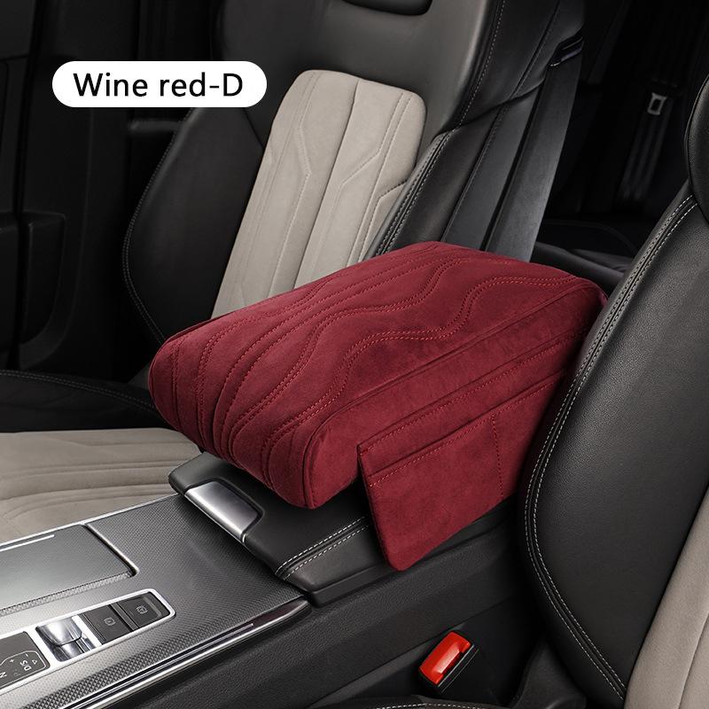 Car Armrest Cushion Suede Armrest Cup Holder Center Console Increased Elbow Support  Armrest Cushion Vehicle Arm Storager Box