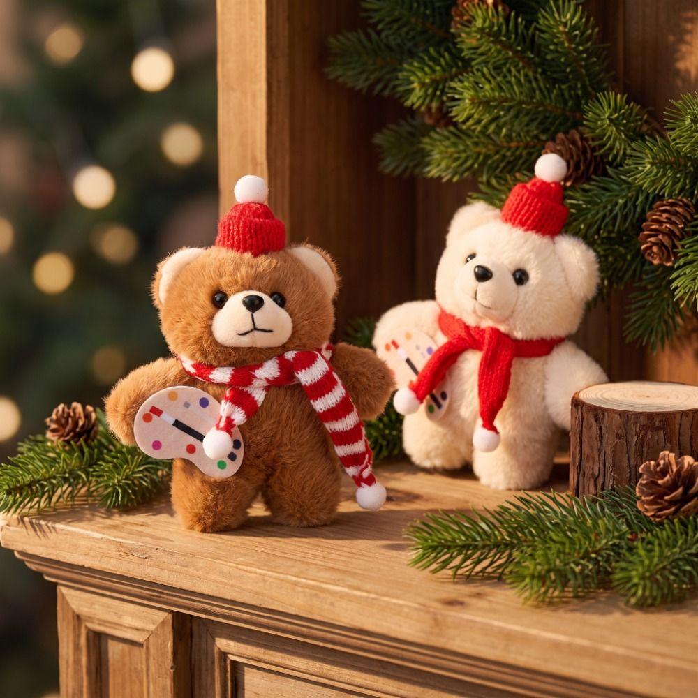 With scarf Christmas Bear Plush Toy Cartoon Animal Bear Plush Dolls Schoolbag Ornaments
