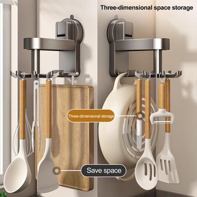 Portautensili a Ventosa Forte Portata Semplice Installazione Montaggio a Parete Cucina Gancio Rotante a 360 Gradi Appendi Utensili