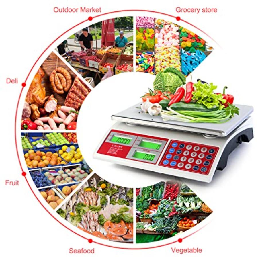 Digital Price Computing Scale 66lb/30kg Commercial Produce Scale with Stainless Steel Platform and Green Backlight LCD Display