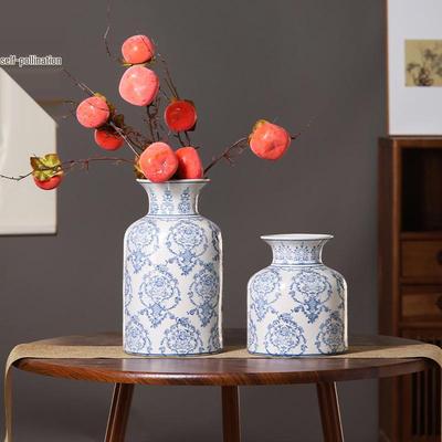 Blue & White Porcelain Chinese Ceramic Vase for Hydroponic Flower Arrangements - Retro Decor for Living Room and Desk