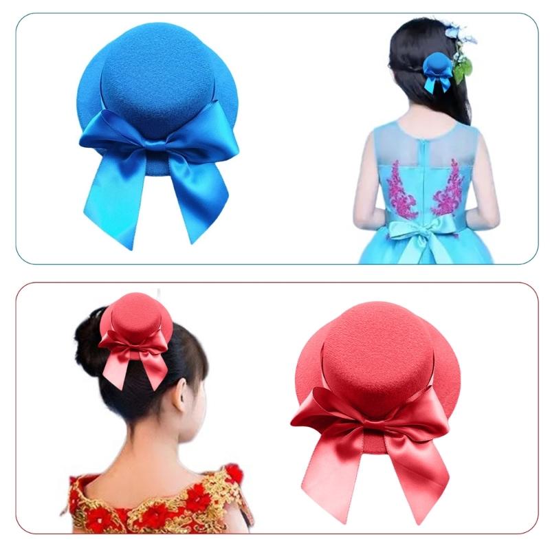 Girl Bowknot Decals Fascinator Hat Hair Clip Banquets Party Hair Clip for Teens Medieval Taking Photo Medieval Hairpin