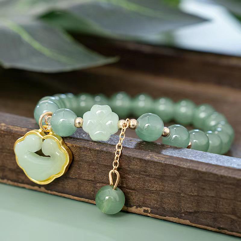 New Women's Mori Style Butterfly Glass Bracelet with Colorful Crackle Beads