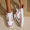 Fashion Women's Casual Sports Shoes Autumn New Round Head Front Lacing Splicing Anti-slip Wear-resistant Flat Shoes