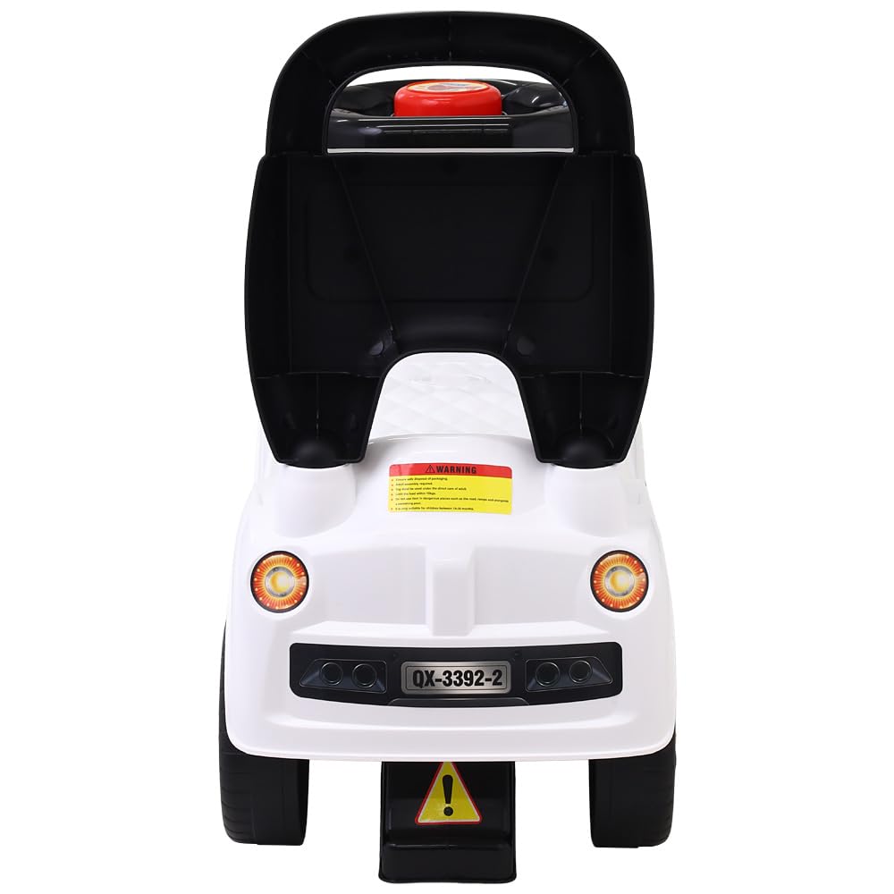 Seathestars Lightweight Comes with Push Bar Ride-on Toy, Kick-Off, Indoor/Outdoor, Kid's Ride-on Car, Foot-Pedal, Kick-Off, Type, (White)