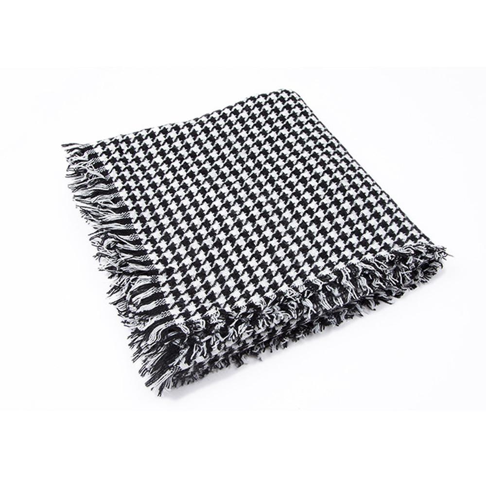 Spring Autumn Winter Warm Shawl Women's Imitation Cashmere Black White Houndstooth Square Scarf