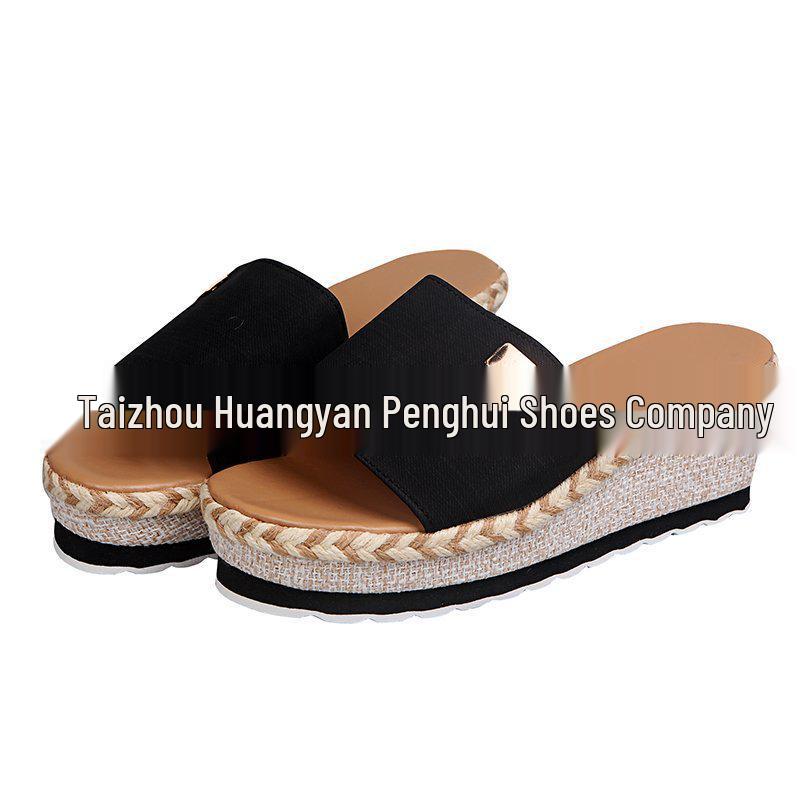 2025 Summer European  American Women s Platform One-Strap Sandals - Thick-Soled, Plus Size Size 39