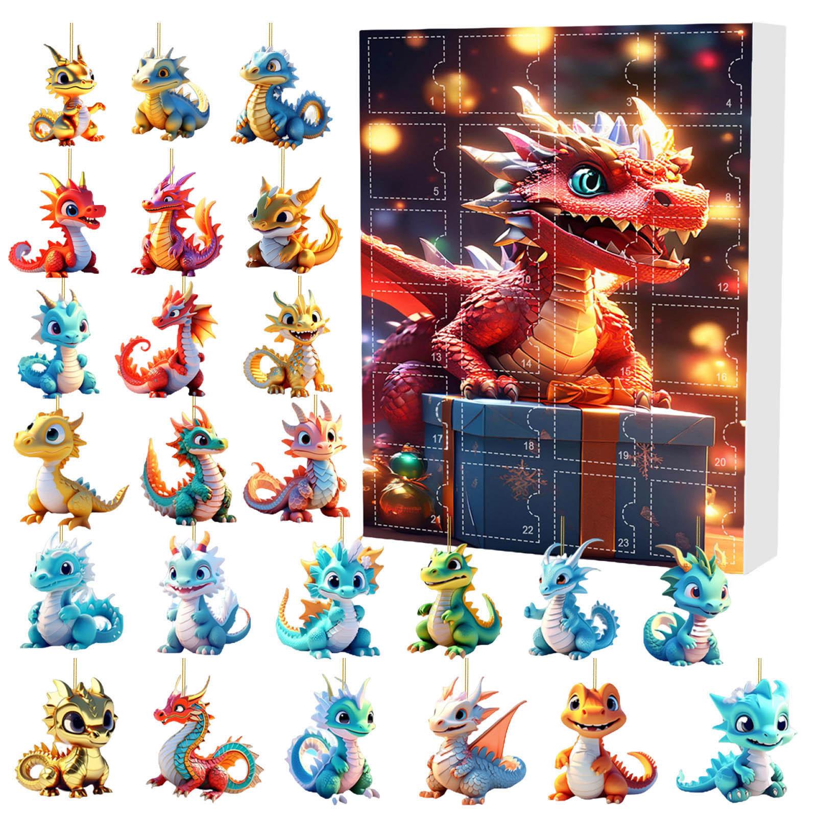 

Dragon Advent Calendar 2025 with 2D Flat Acrylic Dragon Ornaments 24 Days Christmas Countdown Calendar for Xmas Tree Decor 10.24x7.09x1.18inch