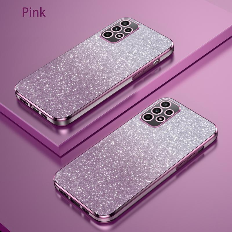 

For Samsung Galaxy A23 5G Luxury Electroplated Glitter Case For Samsung A23 5G Soft TPU Bumper Transparent Phone Back Cover For Galaxy A23 5G розовый