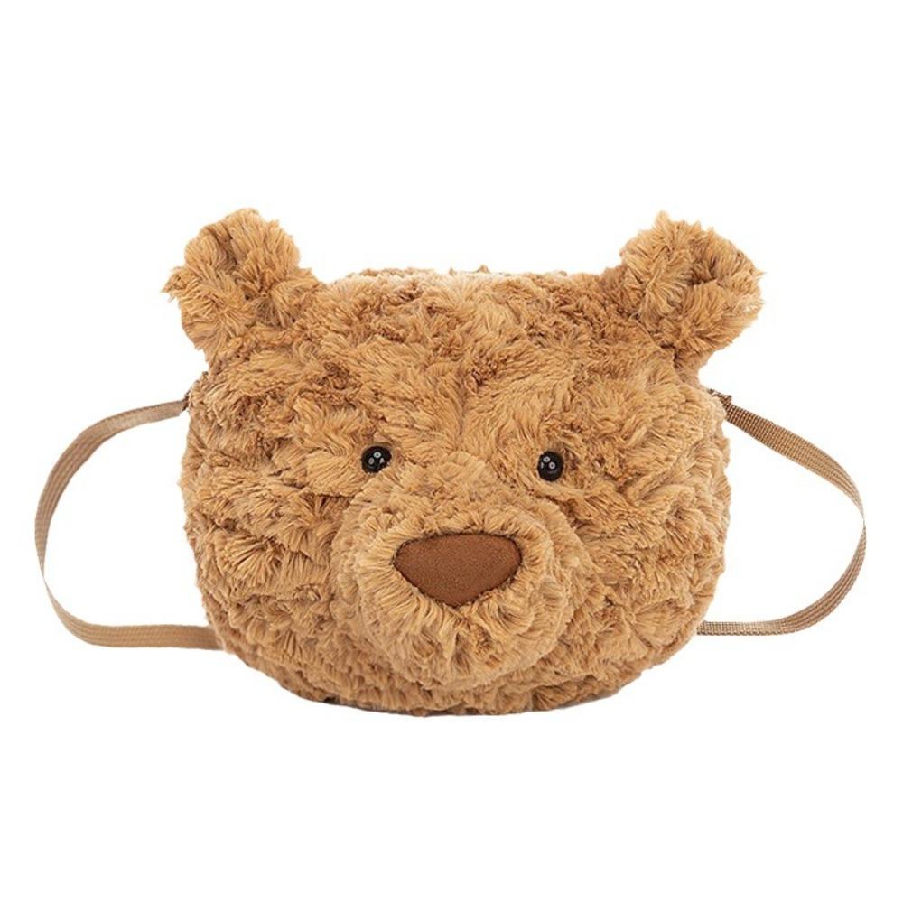 Cute Cartoon Girl Plush Bear Doll Bag Women Shoulder Handbag Kids Birthday Gift коричневый