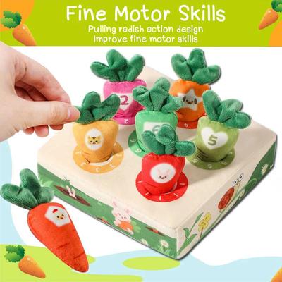 Baby Montessori Toys Carrot Pull Game Soft Washable Sensory Toys Early Learning Numbers Colors Motor Skills for Toddler Gift