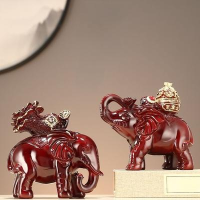 Feng Shui Elephant Decoration Lucky Attract Wealth  Elephant Ornaments Living Room TV Wine Cabinet Decor Creative Cute Gift